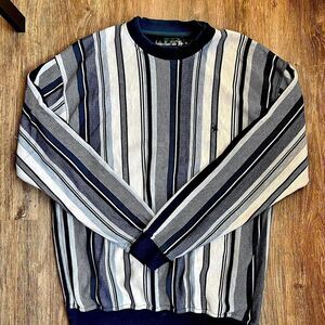 90s vintage striped long sleeve polo with double collar detail